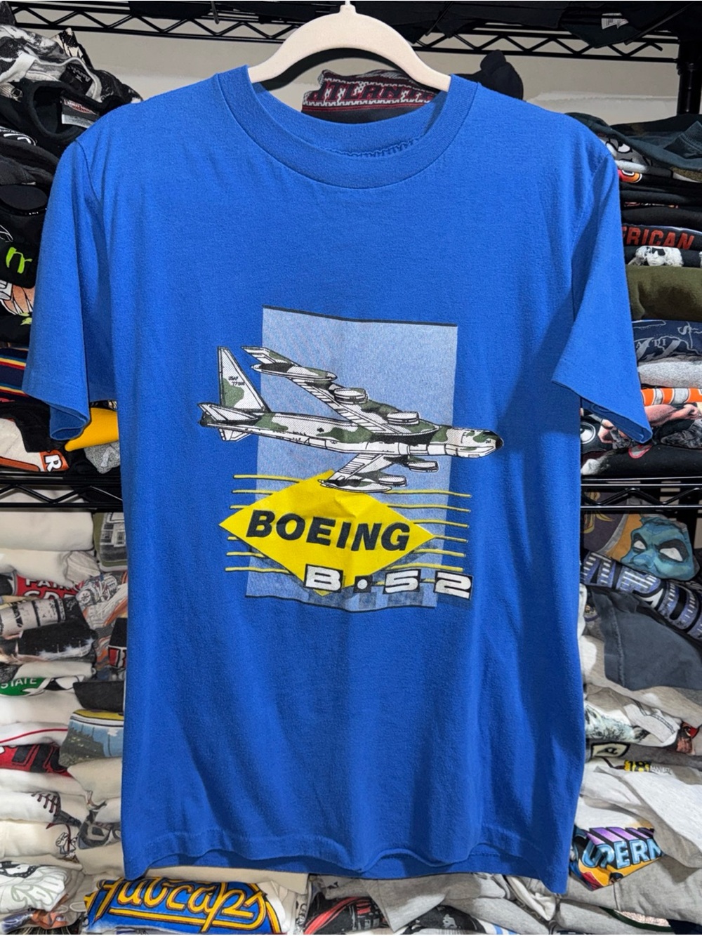 Vintage 90s Boeing B-52 Blue Shirt Size Large